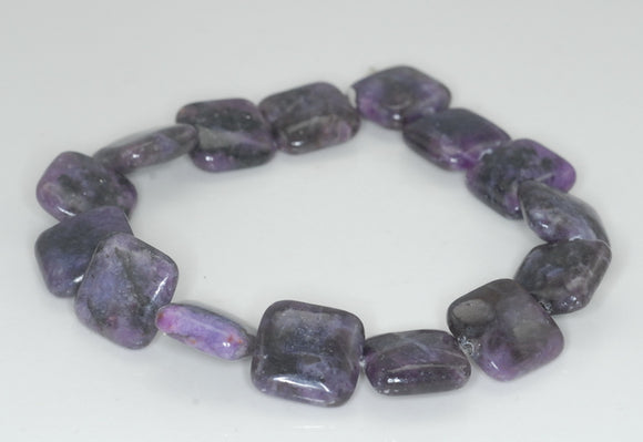 14X14mm Dark Purple Lepidolite Gemstone Grade A Square Loose Beads 8 inch Half Strand (90187899-669)
