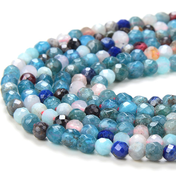 3MM Natural Multi Color Mix Stones Gemstone Micro Faceted Round Loose Beads 15 inch Full Strand (80016215-P50)