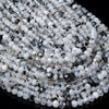 5X4MM Rainbow Moonstone With Black Tourmaline Inclusions Gemstone Faceted Lantern Loose Beads 15 inch Full Strand (80009130-P14)
