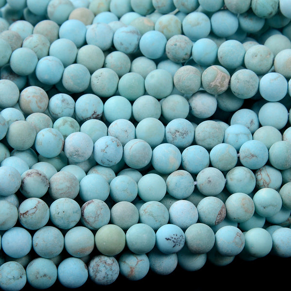 6MM Blue Matte Turquoise Gemstone Round Loose Beads 15 inch Full Strand (80016516-D294)