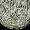 Rare Argentina Lemurian Aquatine Calcite Gemstone Grade AA Micro Faceted Round 3MM 4MM Loose Beads 15 Inch Full Strand (P66)