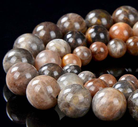 Natural Orange Black Sunstone Gemstone Grade AA Round 6MM 7MM 8MM Loose Beads (D255)