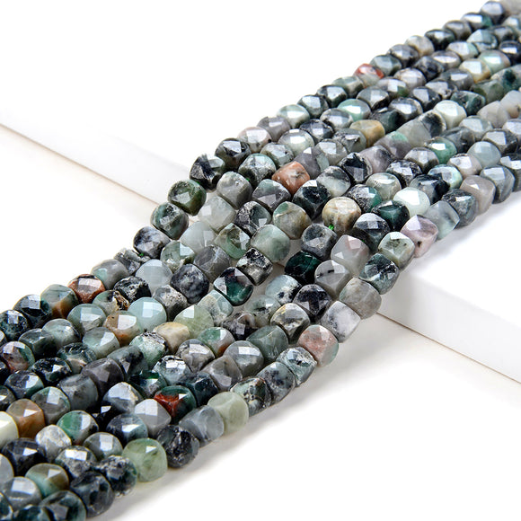 4-5MM Natural Emerald Gemstone Micro Faceted Cube Loose Beads (P44)
