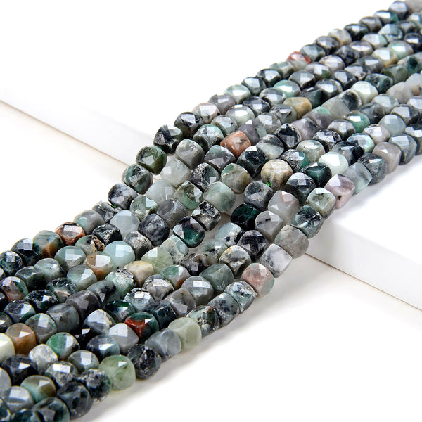 4-5MM Natural Emerald Gemstone Micro Faceted Cube Loose Beads (P44)