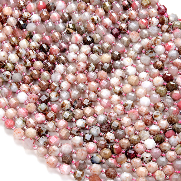6MM Natural Thulite Gemstone Grade A Faceted Prism Double Point Cut Loose Beads (D212)