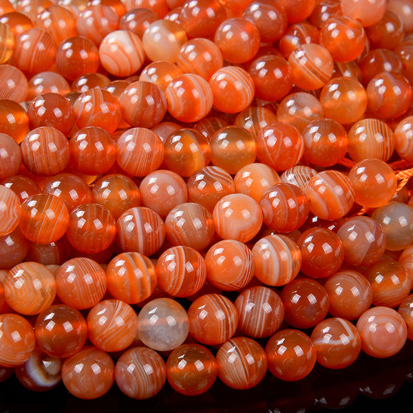 Botswana Agate Natural Orange Red Gemstone Grade AAA Round 8MM 10MM Loose Beads (D223)