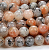 Natural Sunstone With Black Tourmaline Inclusions Gemstone Round 7MM 8MM 9MM 10MM 11MM 12MM 13MM Loose Beads (D275)