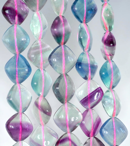 12X12mm Rainbow Fluorite Gemstone Grade AAA Square Diamond Loose Beads 15.5 inch Full Strand (90187707-691)