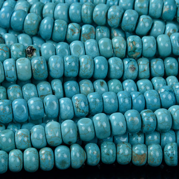 8X5MM Blue Turquoise Gemstone Round Loose Beads (D180)