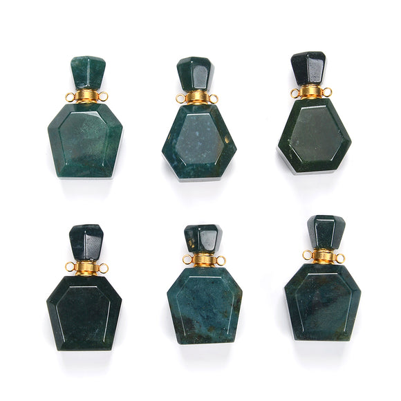 35X21X12MM Natural African Blood Stone Gemstone Perfume Bottle Pendant Faceted, Essential Oil Bottle Beads 1 Bead (80017229-P70)