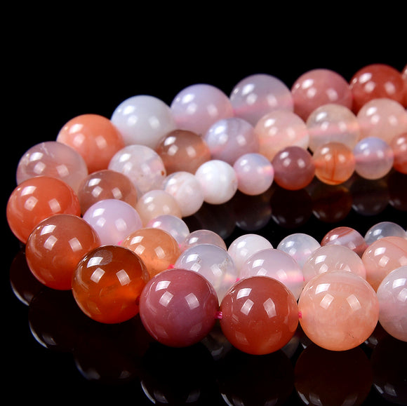 Natural Mozambique Carnelian Agate Multi Color Gemstone Grade AAA 6MM 7MM 8MM 9MM 10MM 11MM Loose Beads (D202)
