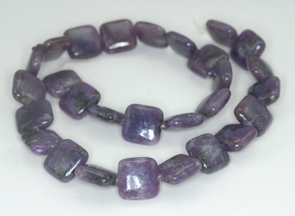 14X14mm Purple Lepidolite Gemstone Grade A Square Loose Beads 16 inch Full Strand (90188347-670)