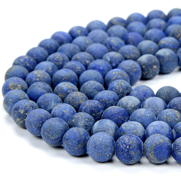 Natural Matte Lapis Gemstone Grade A Round 6MM 8MM Loose Beads (D336)