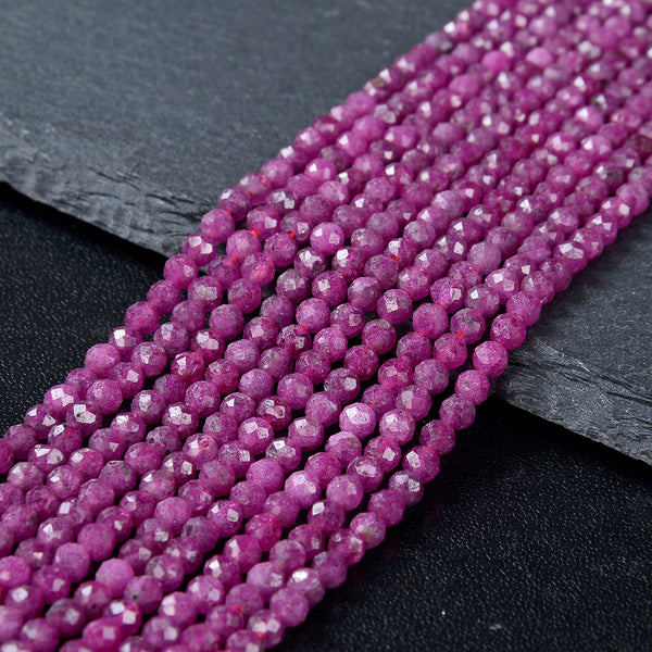 2MM Natural Ruby Gemstone Grade AAA Micro Faceted Round Loose Beads 15 inch Full Strand (80009337-P26)