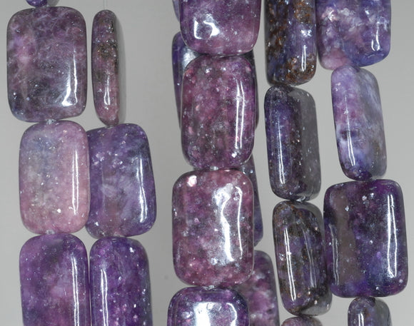 18X13mm Purple Lepidolite Gemstone Grade AA Rectangle Loose Beads 16 inch Full Strand (90188301-665)