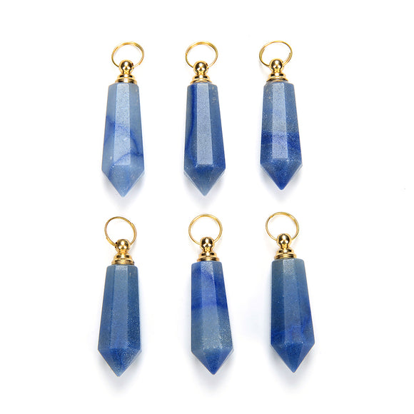 49X15MM Natural Blue Aventurine Gemstone Perfume Bottle Pendant Faceted Point, Essential Oil Bottle Beads 1 Bead (80017249-P71)