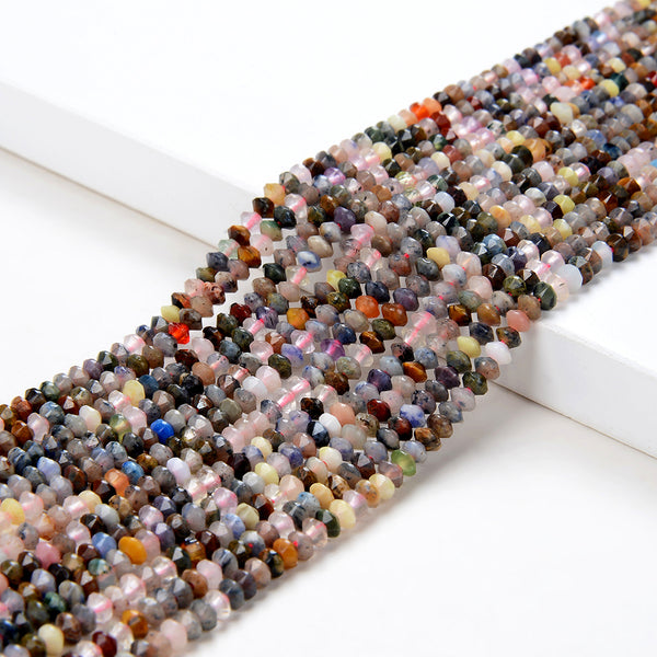 3X2MM Natural Multi Color Galaxy Mix Stones Gemstone Grade AA Bicone Faceted Rondelle Saucer Loose Beads 15.5 inch Full Strand(80009468-P34)