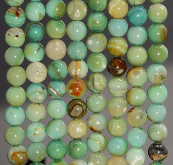8MM Terra Agate Gemstone Aqua Blue Round Grade Aaa 15.5 Inch Full Strand (80007251-A250)
