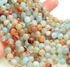 8mm Light Blue Brown Vein Agate Gemstone Faceted Round Loose Beads 15 inch Full Strand (80007511-A244)