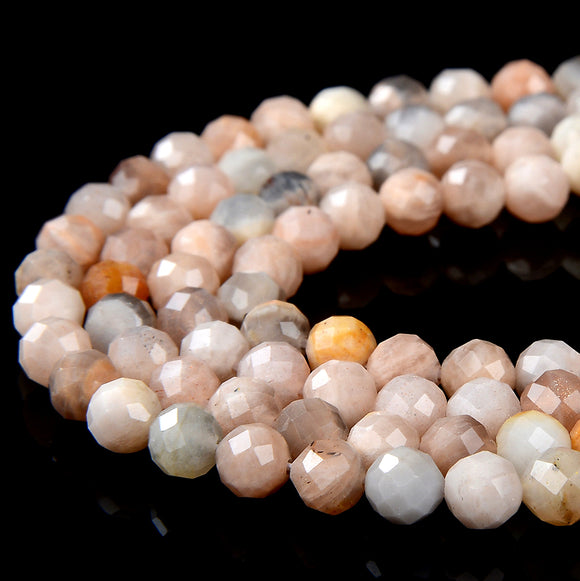 4MM Natural Sunstone Gemstone Grade A Micro Faceted Round Loose Beads 15 inch Full Strand (80016258-P52)