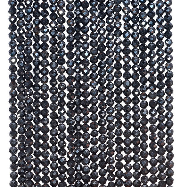 2mm Noir Black Agate Onyx Gemstone Black Micro Faceted Round Loose Beads 15.5 inch Full Strand (80004715-107)