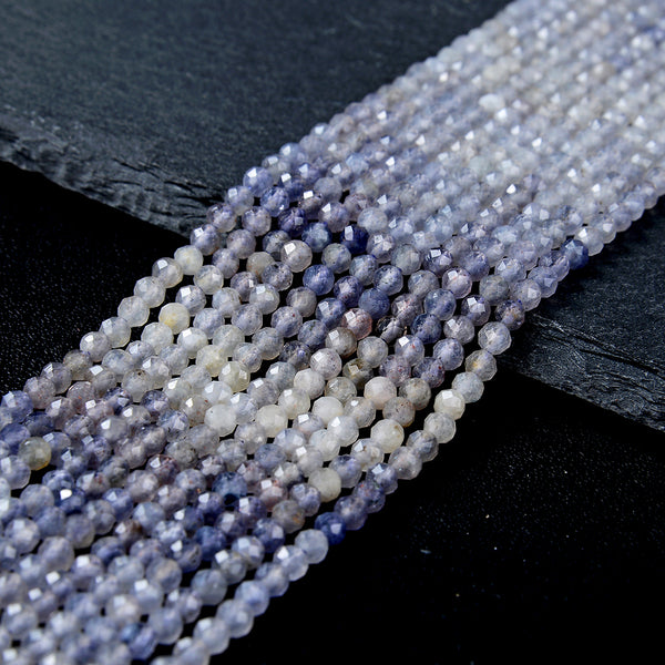 3MM Natural Multi Color Iolite Sunstone Gemstone Grade AAA Micro Faceted Round Loose Beads 15 inch Full Strand (80009371-P28)