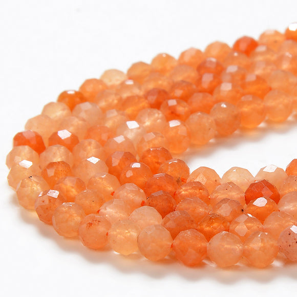 4MM Natural Orange Aventurine Gemstone Grade AAA Micro Faceted Round Loose Beads 15 inch Full Strand (80016237-P51)