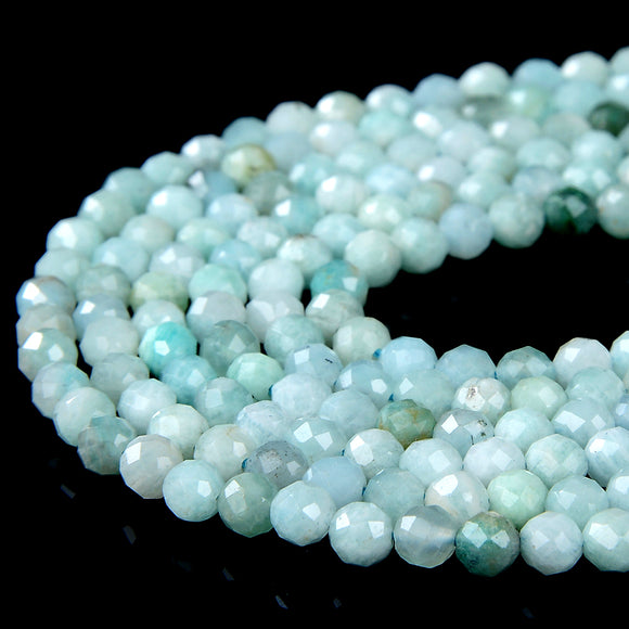 Natural Amazonite Gemstone Grade AA Micro Faceted Round 2MM 3MM Loose Beads 15 inch Full Strand (P54)
