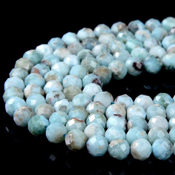 Natural Larimar Gemstone Grade A Micro Faceted Round 2MM 3MM 5MM Loose Beads 15 inch Full Strand (P52)