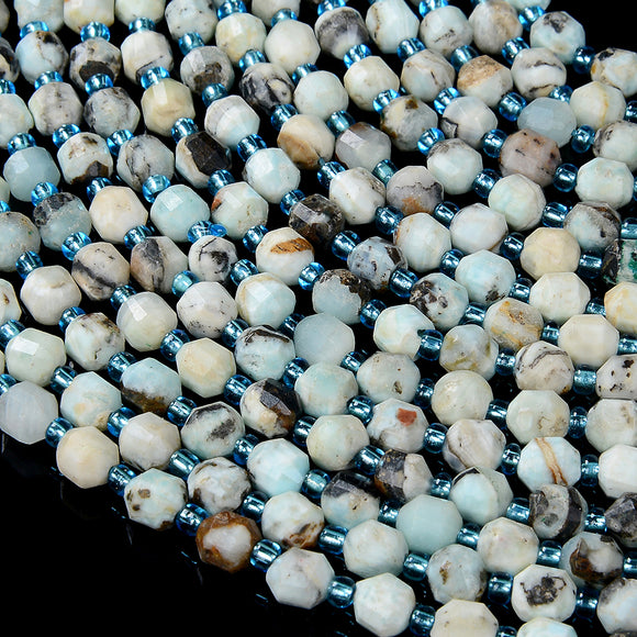 6MM Natural Hemimorphite Gemstone Grade A Faceted Prism Double Point Cut Loose Beads (D212)