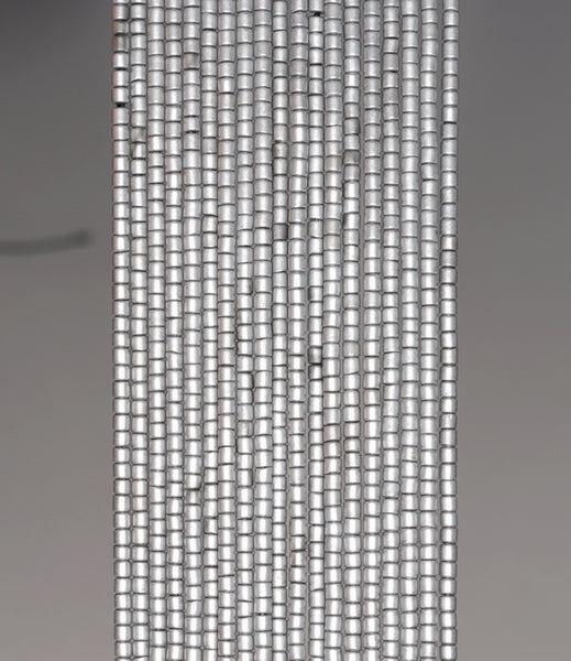 1X1MM Matte Silver Hematite Gemstone Round Tube Loose Beads 16 inch Full Strand (80000009-A36)