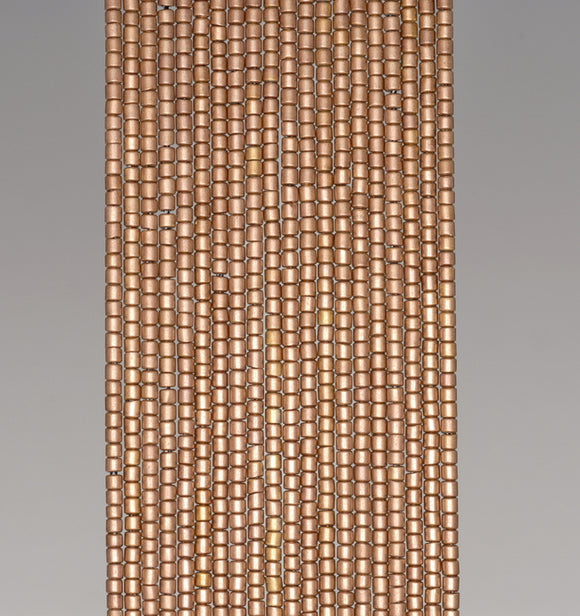 1X1MM Matte Bronze Hematite Gemstone Round Tube Loose Beads 16 inch Full Strand (80000010-A36)