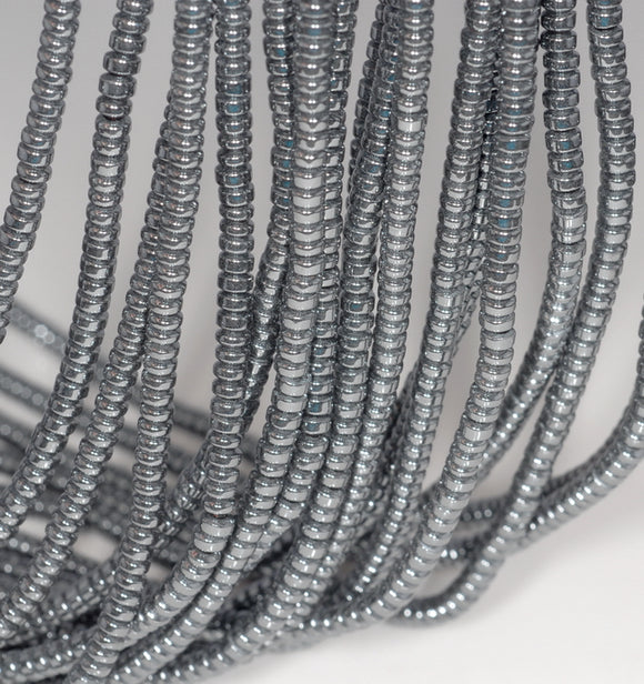 3X2MM Black Hematite Gemstone Rondelle Loose Beads 16 inch Full Strand (80000035-A36)