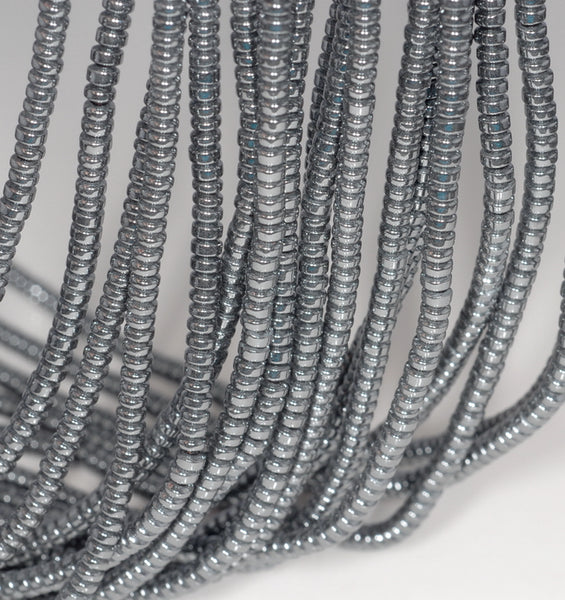 3X2MM Black Hematite Gemstone Rondelle Loose Beads 16 inch Full Strand (80000035-A36)