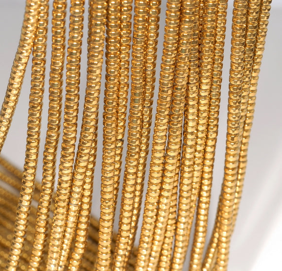 3X2MM Gold Hematite Gemstone Rondelle Loose Beads 16 inch Full Strand (80000036-A36)