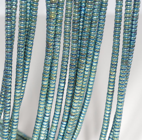3X2MM Green Hematite Gemstone Rondelle Loose Beads 16 inch Full Strand (80000040-A37)