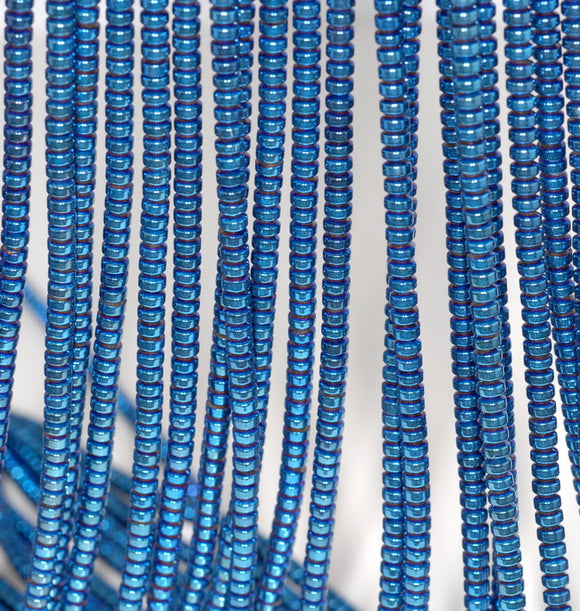 3X2MM Blue Hematite Gemstone Rondelle Loose Beads 16 inch Full Strand (80000041-A37)