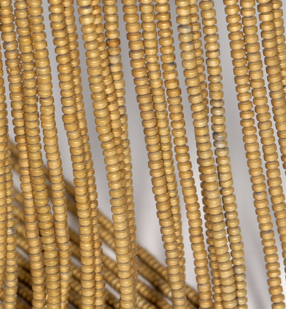3X2MM Matte Gold Hematite Gemstone Rondelle Loose Beads 16 inch Full Strand (80000042-A37)