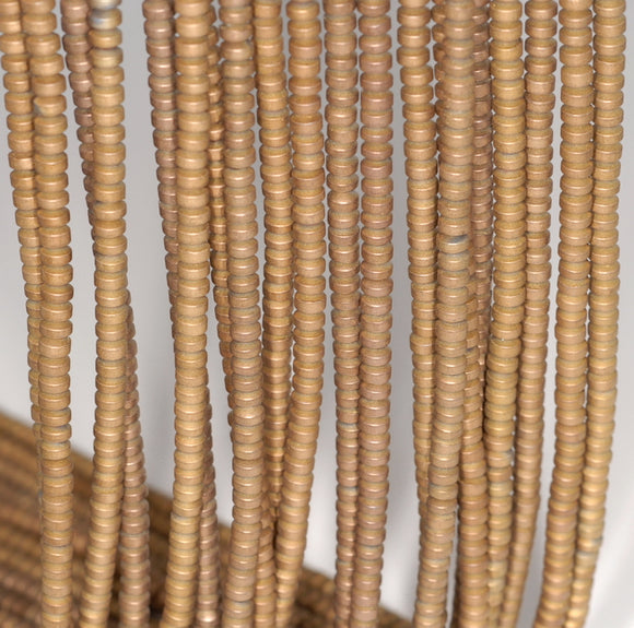 3X2MM Matte Bronze Hematite Gemstone Rondelle Loose Beads 16 inch Full Strand (80000044-A37)
