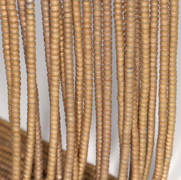 3X2MM Matte Bronze Hematite Gemstone Rondelle Loose Beads 16 inch Full Strand (80000044-A37)