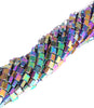 4X4MM Rainbow Hematite Gemstone Square Loose Beads 16 inch Full Strand (80000052-A37)