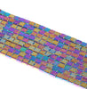 4X4MM Rainbow Hematite Gemstone Square Loose Beads 16 inch Full Strand (80000052-A37)