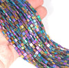 4X4MM Rainbow Hematite Gemstone Square Loose Beads 16 inch Full Strand (80000052-A37)