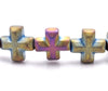 6MM Matte Rainbow Hematite Gemstone Cross Loose Beads 16 inch Full Strand (80000073-A37)