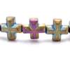 8MM Matte Rainbow Hematite Gemstone Cross Loose Beads 15.5 inch Full Strand (80000087-A38)