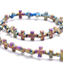 8MM Matte Rainbow Hematite Gemstone Cross Loose Beads 15.5 inch Full Strand (80000087-A38)