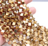 4MM Gold Hematite Gemstone Diagonal Drill;Square Cube Loose Beads 15.5 inch Full Strand (80000188-A43)