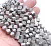 4MM Matte Silver Hematite Gemstone Diagonal Drill;Square Cube Loose Beads 15.5 inch Full Strand (80000196-A43)