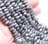 12X5MM Matte Black Hematite Gemstone Nugget Loose Beads 15.5 inch Full Strand (80000249-A46)