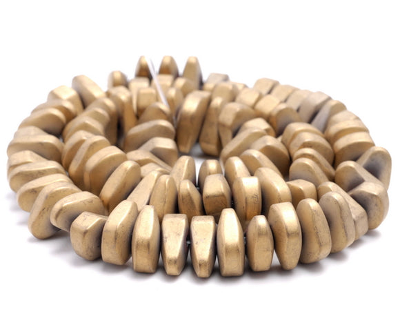 12X5MM Matte Gold Hematite Gemstone Nugget Loose Beads 15.5 inch Full Strand (80000252-A46)